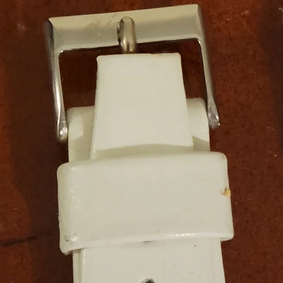 Swiss Made Vintage/New White Leather 18 mm Watch Bands - Picture 3 of 4